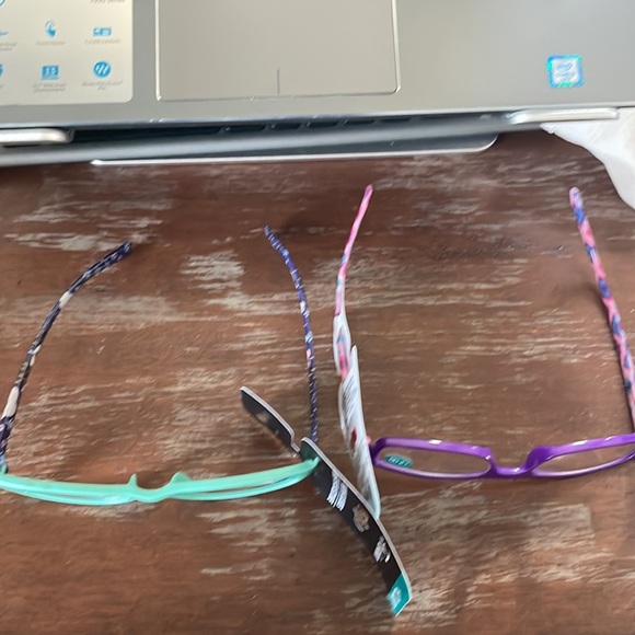 Fashion +2.00 purple & pink print & blue green w/navy blue flower print readers - Picture 13 of 16